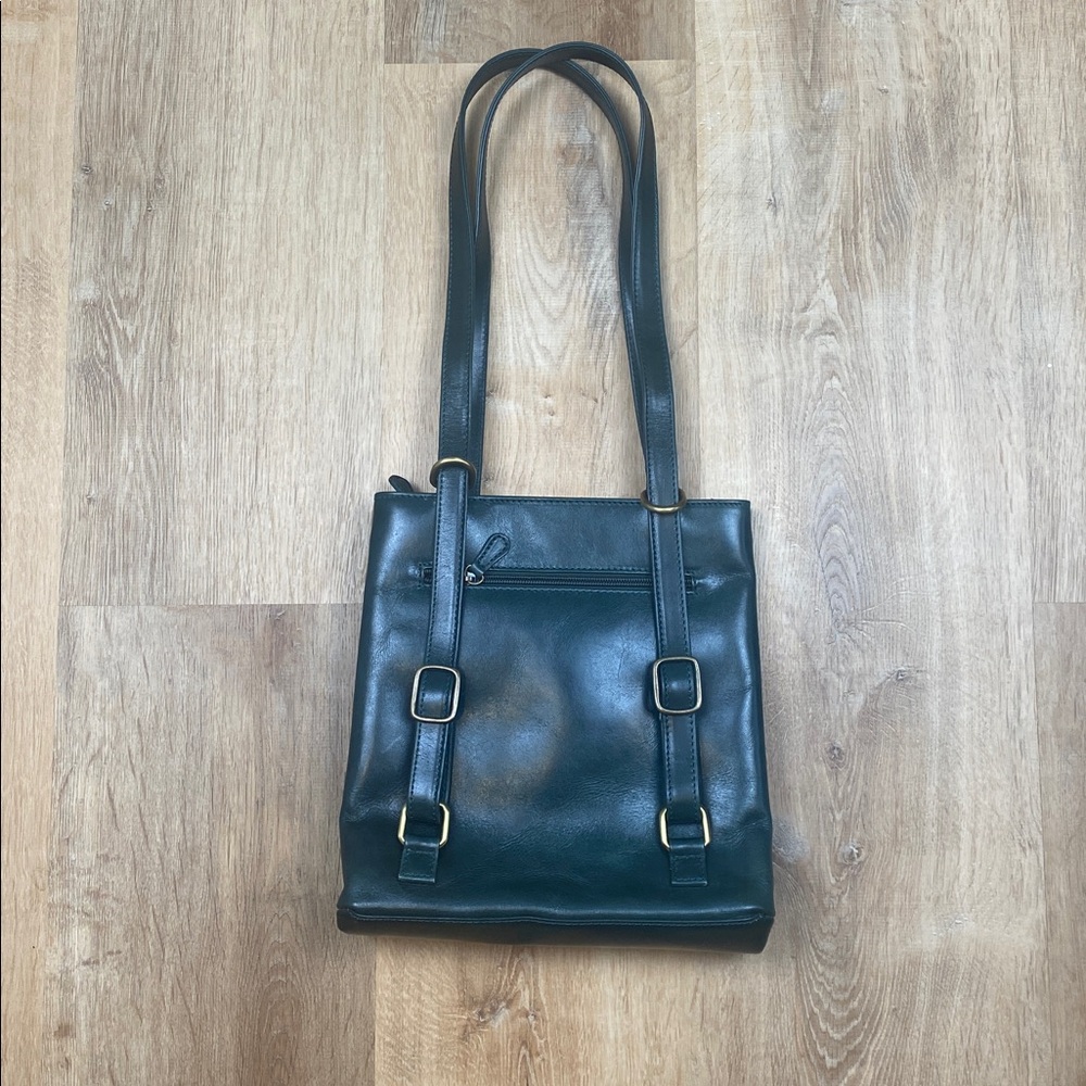 Sagebrown London Dark Green Leather Convertible Purse and Backpack